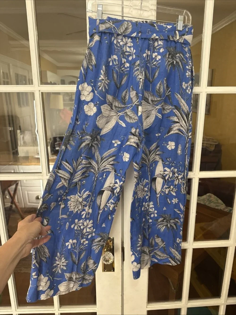 J.Crew Italian Linen Wide-Leg Pants Size 4 High Rise In Ratti Tropical Toile